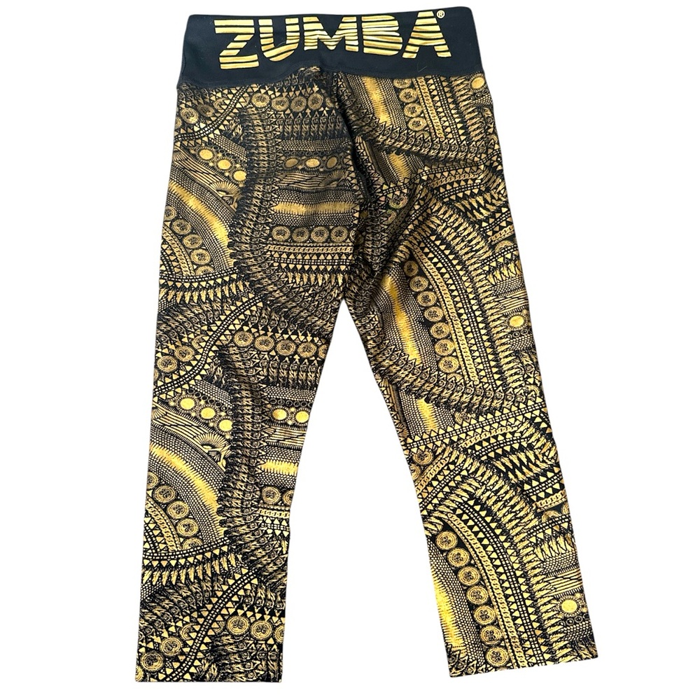 Zumba Capri Gold Patterned Leggings - Picture 4 of 6